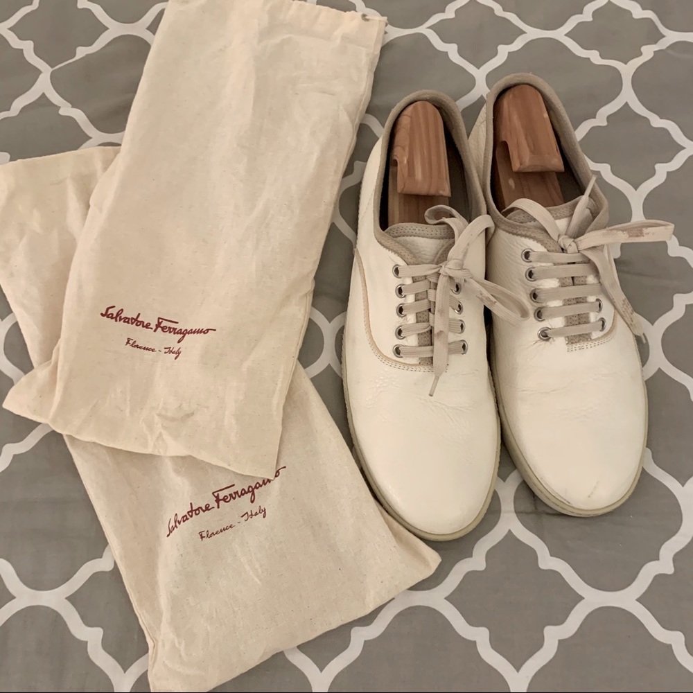 Men’s White Salvatore Ferragamo Sneakers | Size 13